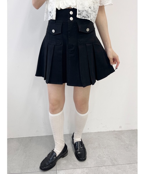 PHILLY（フィリー）の「【PHILLY】ポケットデニムプリーツスカート（デニムスカート・レディース・ブラック/ブルー・FREE）」の3枚目の写真