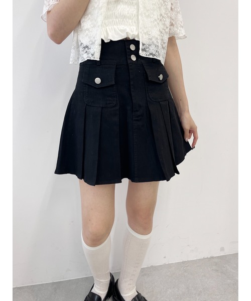 PHILLY（フィリー）の「【PHILLY】ポケットデニムプリーツスカート（デニムスカート・レディース・ブラック/ブルー・FREE）」の4枚目の写真
