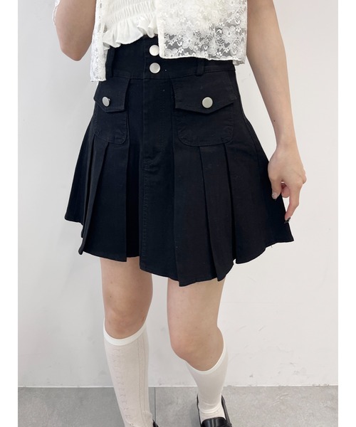 PHILLY（フィリー）の「【PHILLY】ポケットデニムプリーツスカート（デニムスカート・レディース・ブラック/ブルー・FREE）」の5枚目の写真