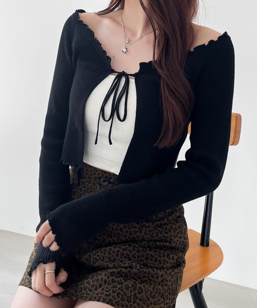 Heather（ヘザー）の「コンパクトフリルカーディガン 144359