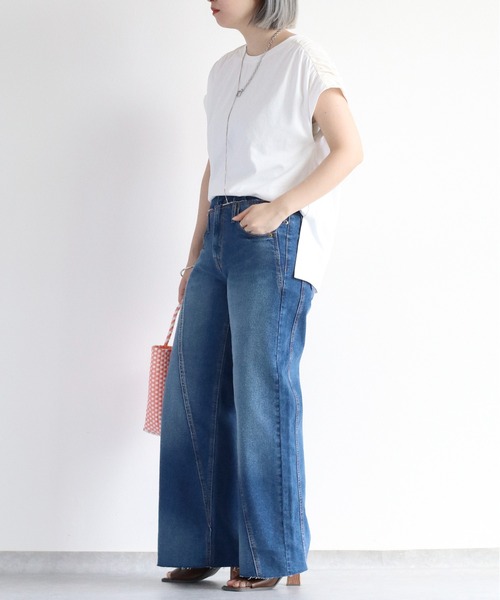 cepo(セポ)の「リメイクデニムワイドパンツ(デニムパンツ・レディース・グレー/ブルー系2・M/S/L)」の9枚目の写真
