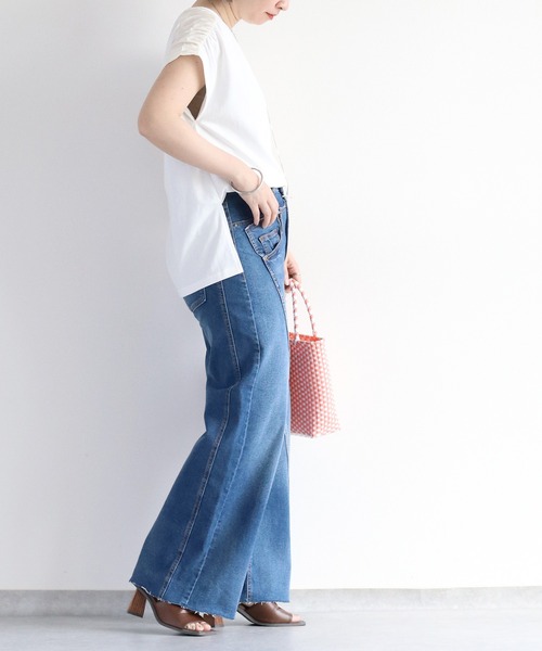 cepo(セポ)の「リメイクデニムワイドパンツ(デニムパンツ・レディース・グレー/ブルー系2・M/S/L)」の7枚目の写真