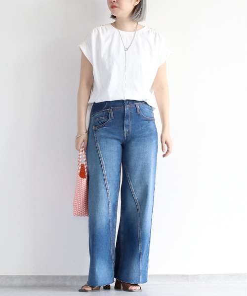 cepo(セポ)の「リメイクデニムワイドパンツ(デニムパンツ・レディース・グレー/ブルー系2・M/S/L)」の6枚目の写真
