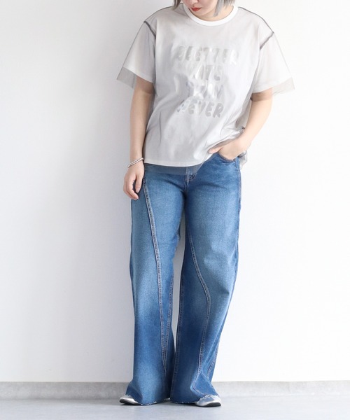 cepo(セポ)の「リメイクデニムワイドパンツ(デニムパンツ・レディース・グレー/ブルー系2・M/S/L)」の5枚目の写真