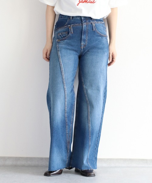 cepo(セポ)の「リメイクデニムワイドパンツ(デニムパンツ・レディース・グレー/ブルー系2・M/S/L)」の18枚目の写真