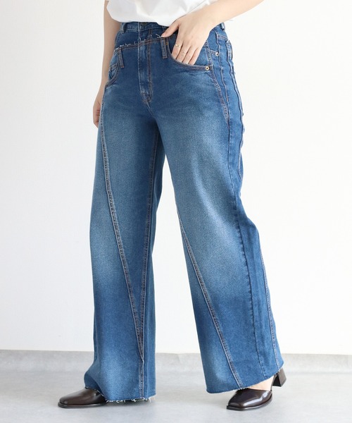 cepo(セポ)の「リメイクデニムワイドパンツ(デニムパンツ・レディース・グレー/ブルー系2・M/S/L)」の15枚目の写真