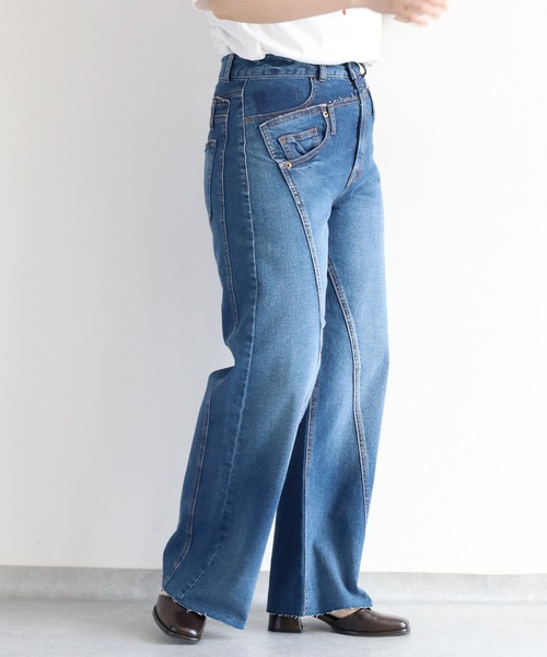 cepo(セポ)の「リメイクデニムワイドパンツ(デニムパンツ・レディース・グレー/ブルー系2・M/S/L)」の11枚目の写真