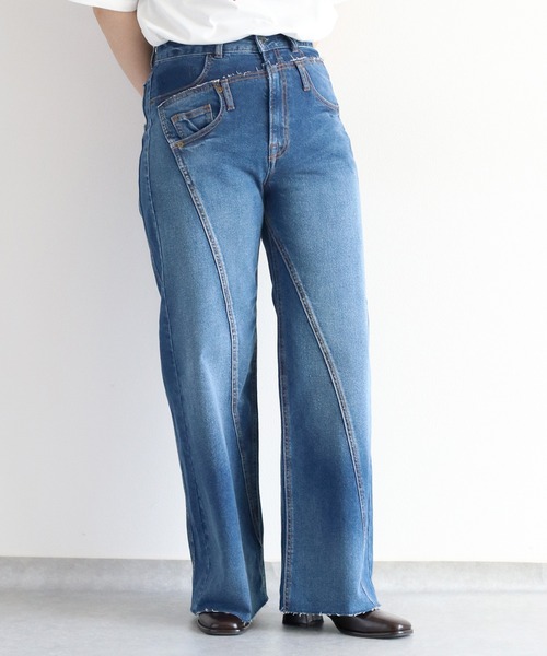 cepo(セポ)の「リメイクデニムワイドパンツ(デニムパンツ・レディース・グレー/ブルー系2・M/S/L)」の12枚目の写真