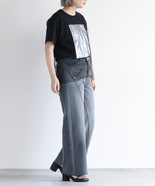 【期間限定お試し価格】 セール】リメイクデニムワイドパンツ（デニムパンツ）｜cepo（セ パンツ