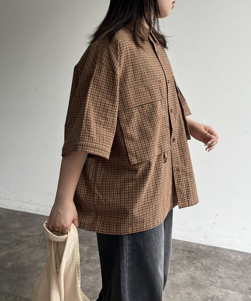 CPCM（シーピーシーエム）の「デタッチャブルチェックフィッシングシャツ（シャツ/ブラウス・レディース・ブルー/カーキ/イエロー/ブラウン・MEDIUM/LARGE）」の8枚目の写真