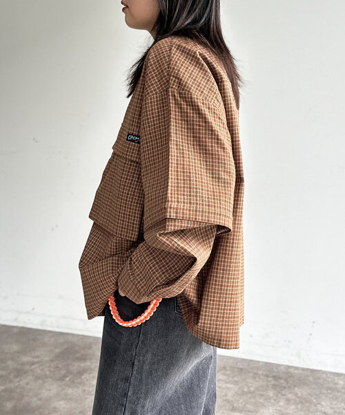CPCM（シーピーシーエム）の「デタッチャブルチェックフィッシングシャツ（シャツ/ブラウス・レディース・ブルー/カーキ/イエロー/ブラウン・MEDIUM/LARGE）」の9枚目の写真