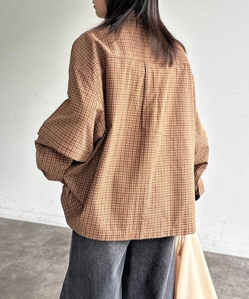 CPCM（シーピーシーエム）の「デタッチャブルチェックフィッシングシャツ（シャツ/ブラウス・レディース・ブルー/カーキ/イエロー/ブラウン・MEDIUM/LARGE）」の10枚目の写真