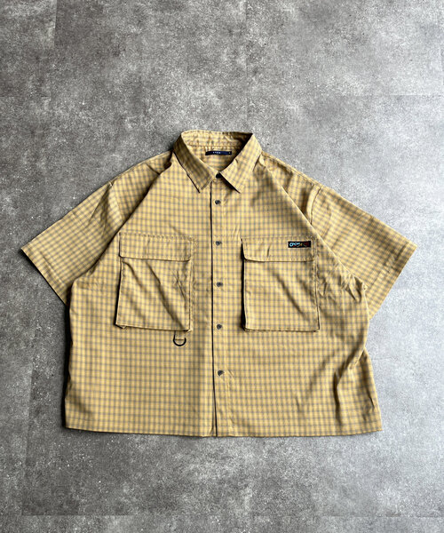 本日限定お値下【完売品】CPCM 半袖チェックフィッシングシャツオーバーサイズ お値下【完売品】CPCM 半袖チェックフィッシングシャツオーバー