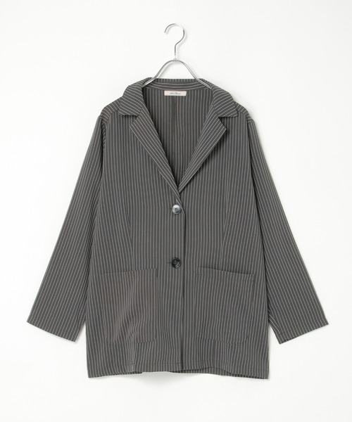 notch.（ノッチ）の「ストライプテーラージャケット（テーラードジャケット・レディース・チャコール/グレー・M）」の3枚目の写真