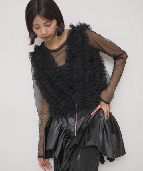 新品　ベルト フェイクレザー フリルベルト Mサイズ ブラック VIOLETTA ベルト フェイクレザーフリルベルト レディース