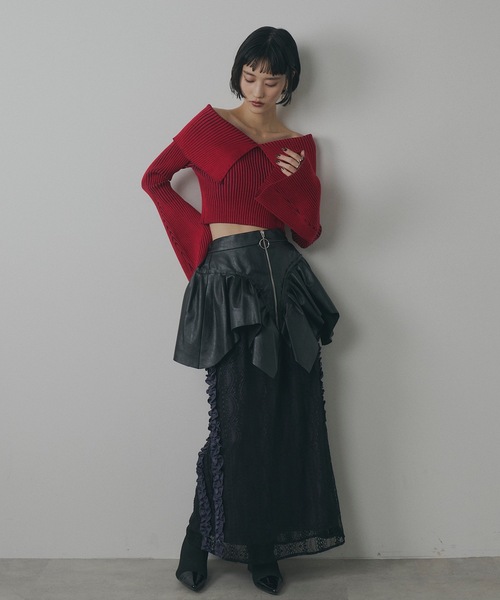 VIOLETTA フェイクレザーフリルベルト VIOLETTA ベルト フェイクレザーフリルベルト レディース