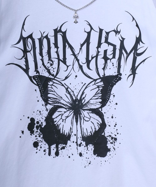 ANPAS（アンパス）の「Hard Graphic T-Shirt with Necklace/ハードグラフィック ネックレス付き 長袖Tシャツ ロンT ストリート 蝶柄 バタフライ柄 ストリート 韓国（Tシャツ/カットソー・メンズ・ホワイト系その他/ブラック系その他/ホワイト系その他2/ブラック系その他2・M/L）」の13枚目の写真