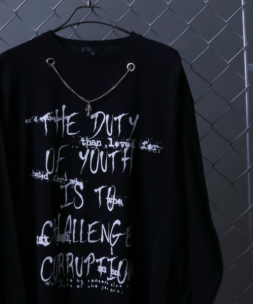 ANPAS（アンパス）の「Hard Graphic T-Shirt with Necklace/ハードグラフィック ネックレス付き 長袖Tシャツ ロンT ストリート 蝶柄 バタフライ柄 ストリート 韓国（Tシャツ/カットソー・メンズ・ホワイト系その他/ブラック系その他/ホワイト系その他2/ブラック系その他2・M/L）」の19枚目の写真