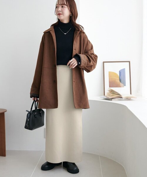 DISCOAT(ディスコート)の「【伸縮性◎/手洗い可能/前後2WAY】ナローニットスカート(スカート・レディース・レッド/ブラック/チャコールグレー/アイボリー・FREE)」の7枚目の写真