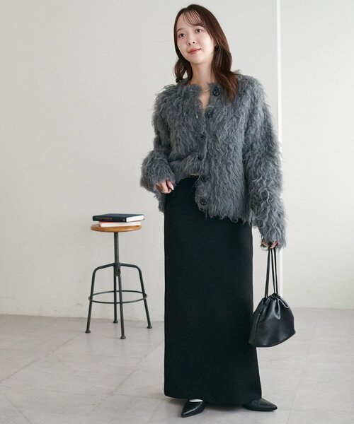 伸縮性◎/手洗い可能/前後2WAY】ナローニットスカート（スカート