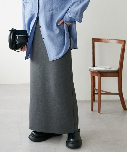 伸縮性◎/手洗い可能/前後2WAY】ナローニットスカート（スカート