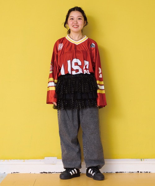 BIG FIELD（ビッグフィールド）の「デニムミリタリータックパンツ/おとな（デニムパンツ・レディース・ブラック/ブルー・160cm）」の11枚目の写真