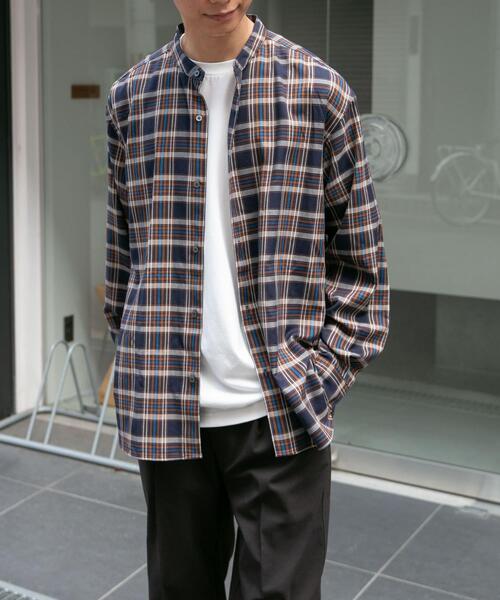 FORK&SPOON（フォークアンドスプーン）の「FORK&SPOON　TRWバンドカラーシャツ（シャツ/ブラウス・メンズ・ブルー系その他/グレー系その他/ブラウン系その他・4/5）」の2枚目の写真