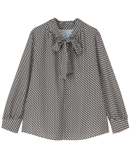 TOKYO SHIRTS(トウキョウシャツ)の「リボンボウタイ 2WAYレディース長袖ブラウス(Tシャツ/カットソー・レディース・ブラック/グリーン・M/L/LL)」の1枚目の写真