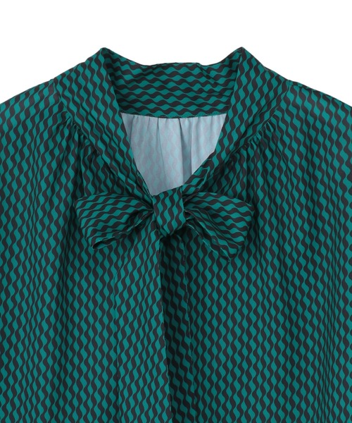 TOKYO SHIRTS(トウキョウシャツ)の「リボンボウタイ 2WAYレディース長袖ブラウス(Tシャツ/カットソー・レディース・ブラック/グリーン・M/L/LL)」の8枚目の写真