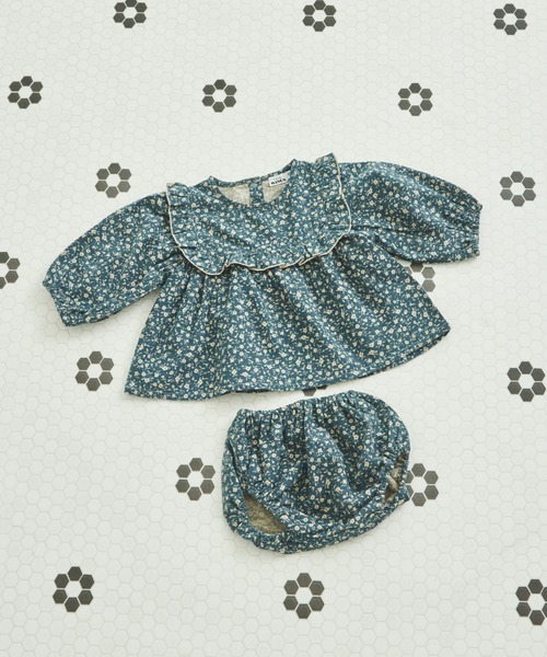 pairmanon(ペアマノン)の「【ベビー】スクエアフリル セットアップ(その他ベビーウェア・キッズ・ブルー/ベージュ/ベージュ系その他・70/80)」の3枚目の写真