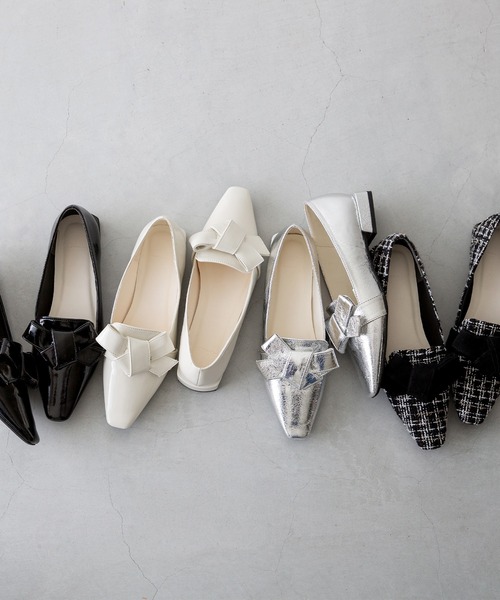 TREAT オペラシューズ リボン付き ランバン オン ブルー LANVIN en Bleu リボンモチーフオペラシューズ