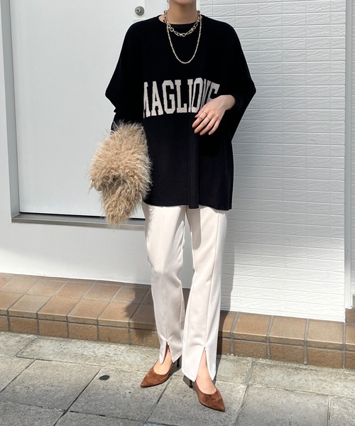 DouDou(ドゥドゥ)の「フロントファスナー細身パンツ(その他パンツ・レディース・アイボリー/ブラック・36/38)」の3枚目の写真