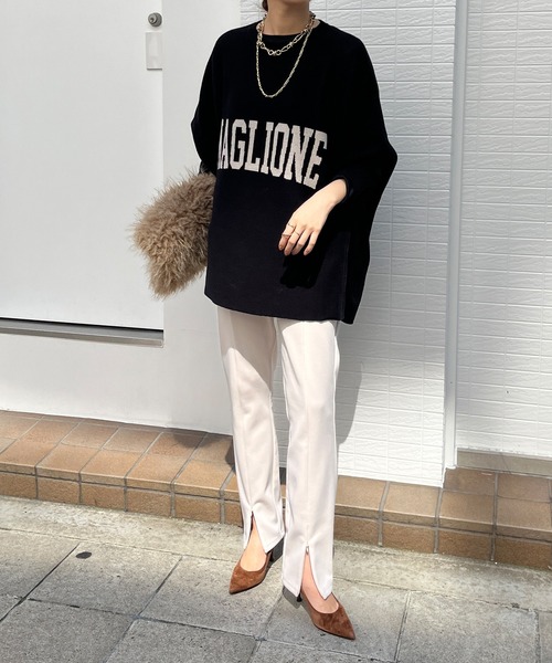 DouDou(ドゥドゥ)の「フロントファスナー細身パンツ(その他パンツ・レディース・アイボリー/ブラック・36/38)」の5枚目の写真