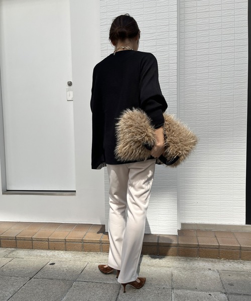 DouDou(ドゥドゥ)の「フロントファスナー細身パンツ(その他パンツ・レディース・アイボリー/ブラック・36/38)」の7枚目の写真