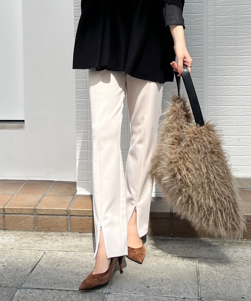 DouDou(ドゥドゥ)の「フロントファスナー細身パンツ(その他パンツ・レディース・アイボリー/ブラック・36/38)」の9枚目の写真