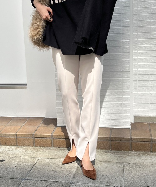DouDou(ドゥドゥ)の「フロントファスナー細身パンツ(その他パンツ・レディース・アイボリー/ブラック・36/38)」の11枚目の写真