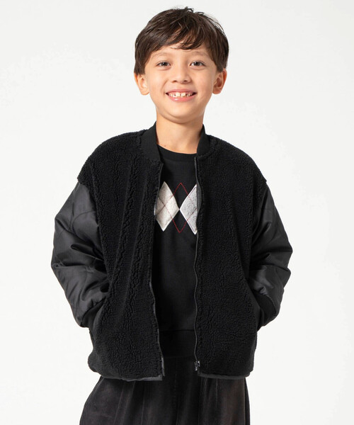 COMME CA ISM（コムサイズム）の「ボア×キルトタフタ 中綿ブルゾン（ブルゾン・キッズ・カーキ系/ブラック・110cm/120cm/130cm/140cm/150cm/100cm）」の2枚目の写真