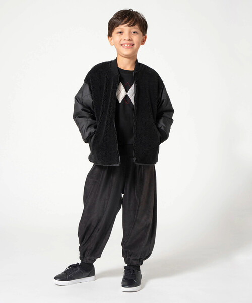 COMME CA ISM（コムサイズム）の「ボア×キルトタフタ 中綿ブルゾン（ブルゾン・キッズ・カーキ系/ブラック・110cm/120cm/130cm/140cm/150cm/100cm）」の3枚目の写真