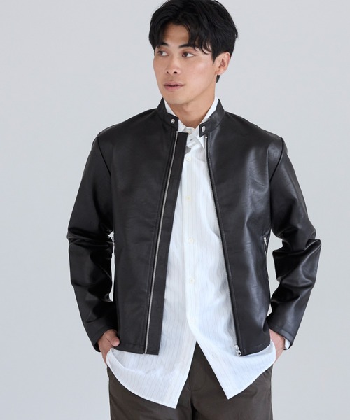 フェイクレザーライダースジャケット（ライダースジャケット）｜coca