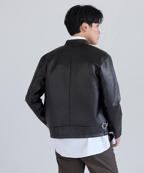 フェイクレザーライダースジャケット（ライダースジャケット）｜coca