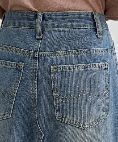 新品　M.U.L くすみブルー　ヴィンテージリメイク　デニム　ボトムス レア 新品 M.U.L くすみブルー ヴィンテージリメイク デニム レア