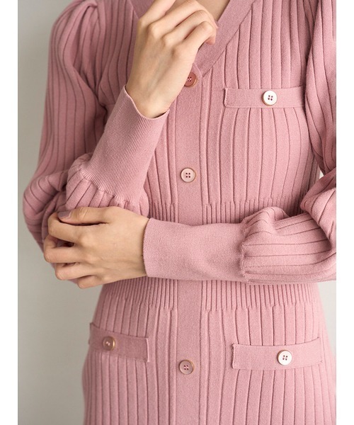 SNIDEL フロントボタンニットワンピース pink フロントボタンニットワンピース(マキシ・ロングワンピース