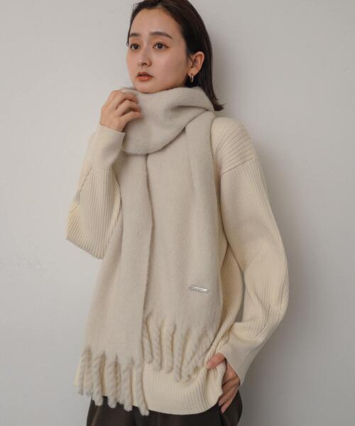 SENSE OF PLACE by URBAN RESEARCH（センスオブプレイスバイアーバンリサーチ）の「モヘアライクストール（マフラー・レディース・グレー/レッド系その他/ライトベージュ・ONE）」の3枚目の写真