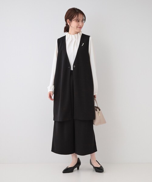 SHOO・LA・RUE（シューラルー）の「【洗える/S-3L/セットアップ可】セレモニーからデイリーに カットジョーゼット ワイドパンツ（その他パンツ・レディース・ブラック/ネイビー/ナチュラル・05/04/03/02/01）」の6枚目の写真