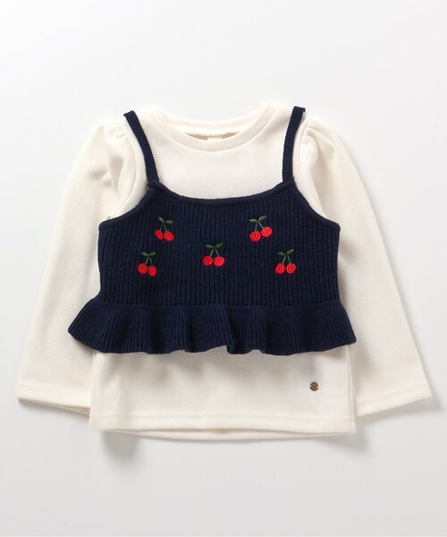 apres les cours（アプレレクール）の「さくらんぼ・いちご刺繍ビスチェ＆長袖Tシャツセット（Tシャツ/カットソー・キッズ・アイボリー/レッド・140/130/80/120/110/100/90）」の9枚目の写真