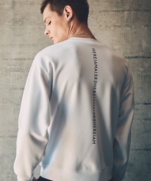 HEREIAM（ヘレイアム）の「【HEREIAM MEN】ミラーロゴクルーネックスウェット（スウェット・メンズ・ブラック/杢グレー/ホワイト・MEDIUM/LARGE）」の2枚目の写真