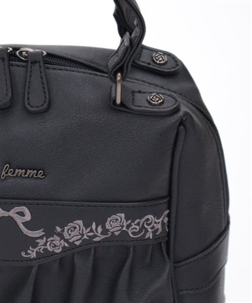 axes femme(アクシーズファム)の「刺繍デザインギャザーボストン(ボストンバッグ・レディース・ワイン/ブラック/ダークグリーン・FREE)」の9枚目の写真