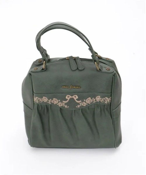 axes femme(アクシーズファム)の「刺繍デザインギャザーボストン(ボストンバッグ・レディース・ワイン/ブラック/ダークグリーン・FREE)」の13枚目の写真