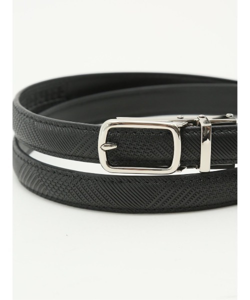 m.f.editorial（エムエフエディトリアル）の「【アジャストフリー】m.f.エディトリアル レディース Oバックル アジャストフリー チェック柄 レザーベルト（ベルト・レディース・ブラック・FREE）」の4枚目の写真