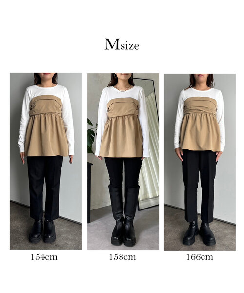 prose verse(プロズヴェール)の「ペプラムビスチェドッキングリブトップス(Tシャツ/カットソー・レディース・チャコールグレー/オフホワイト・LARGE/MEDIUM)」の8枚目の写真